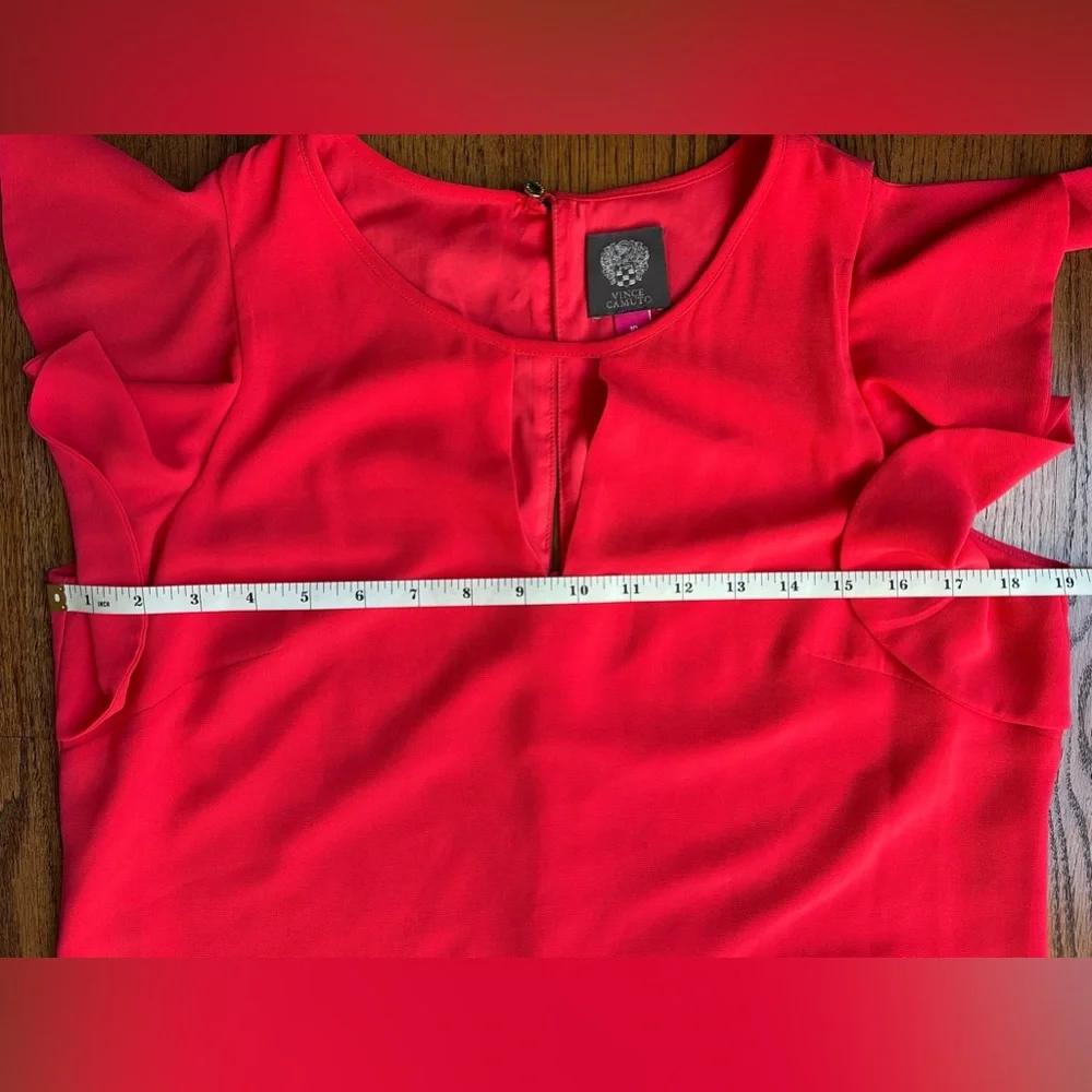 Vince Camuto Front Ruffled Sleeve Coral Dress - Picture 7 of 7